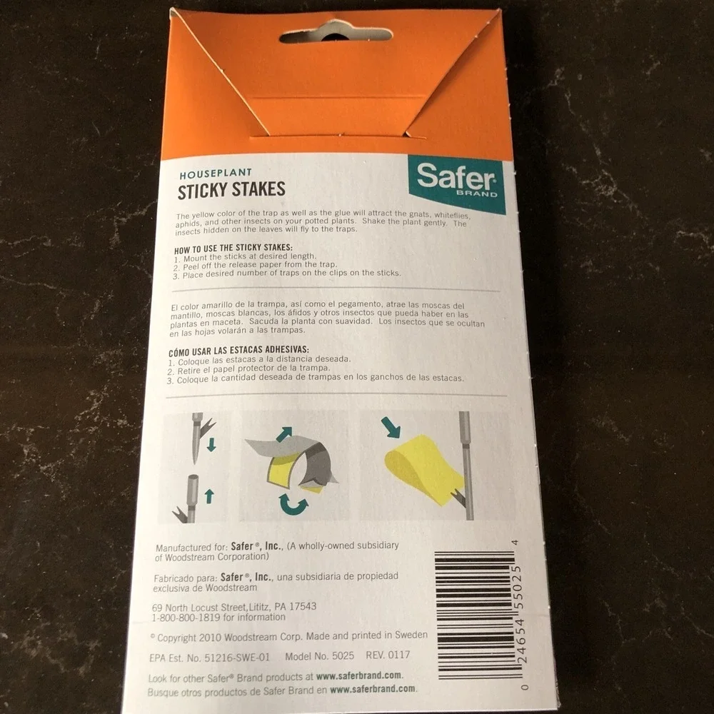 Safer Brand House Plant Sticky Houseplant Stakes 1 Pack of 7 Traps‎ Insects Bugs